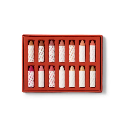 Axiology 3-in-1 Balmie Crayon Super Fan Pack - 14 Plastic-Free Makeup Crayons on White Background